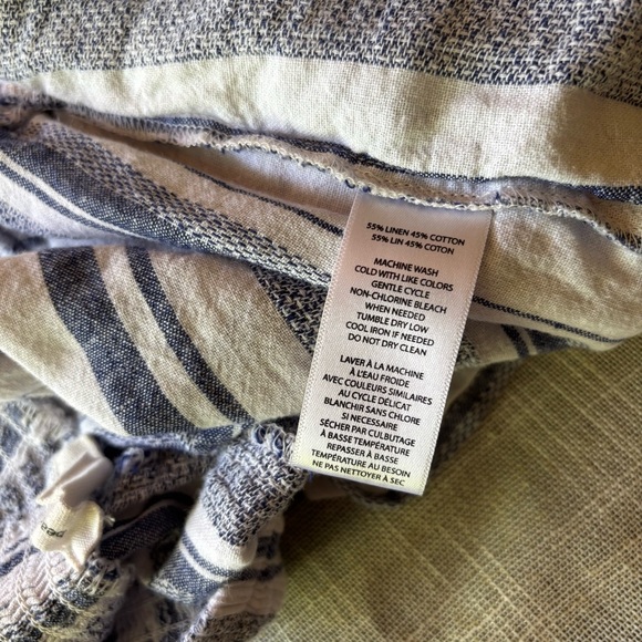 Women’s Blue & White Striped Wide Leg Lounge Pant, Cotton Linen Blend, Size XL - Picture 7 of 7